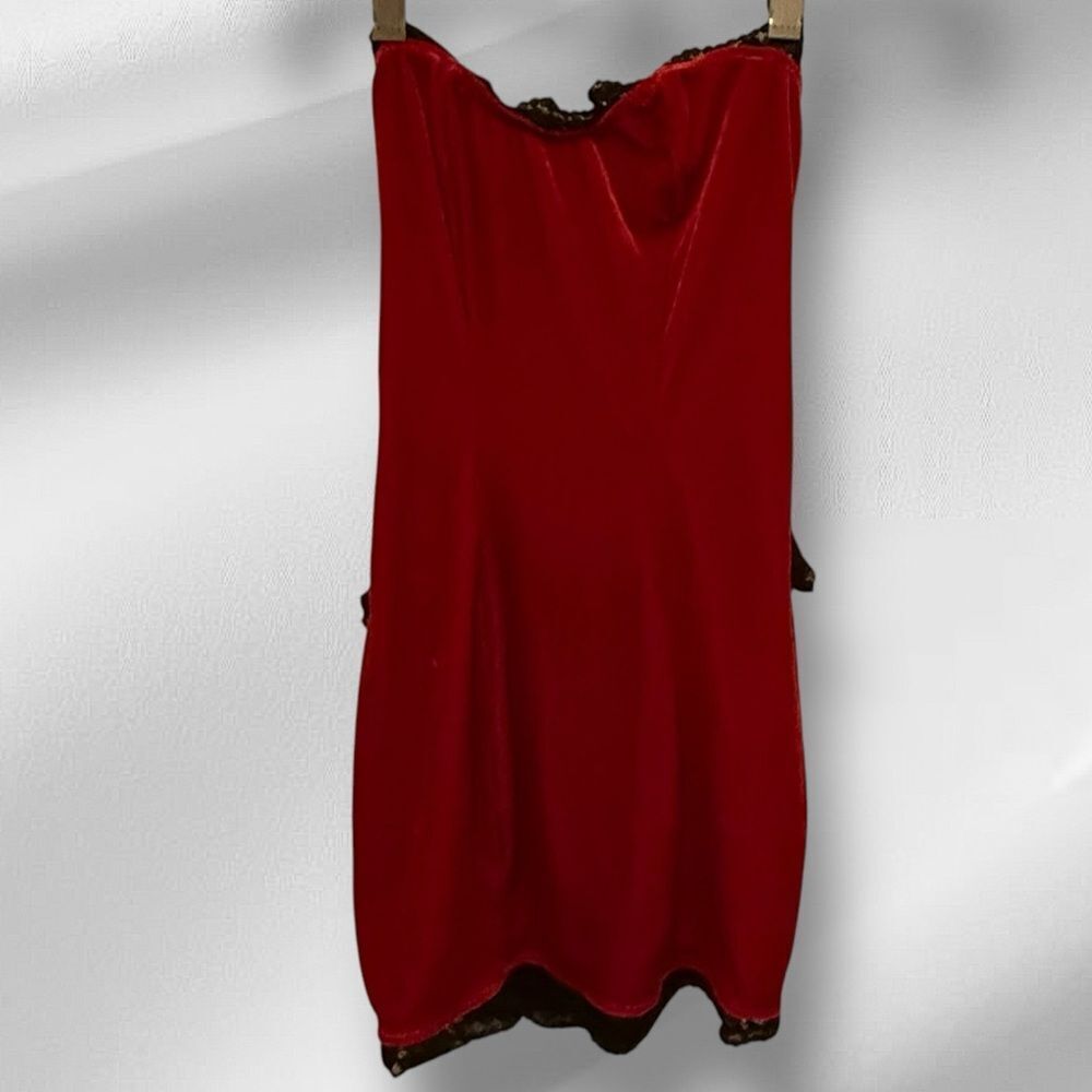 Shirley of Hollywood Red Velvet Mini Negligee Dress